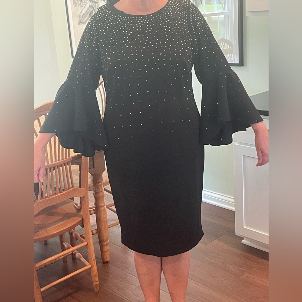 Calvin Klein Black Dress with Gold and Black gems